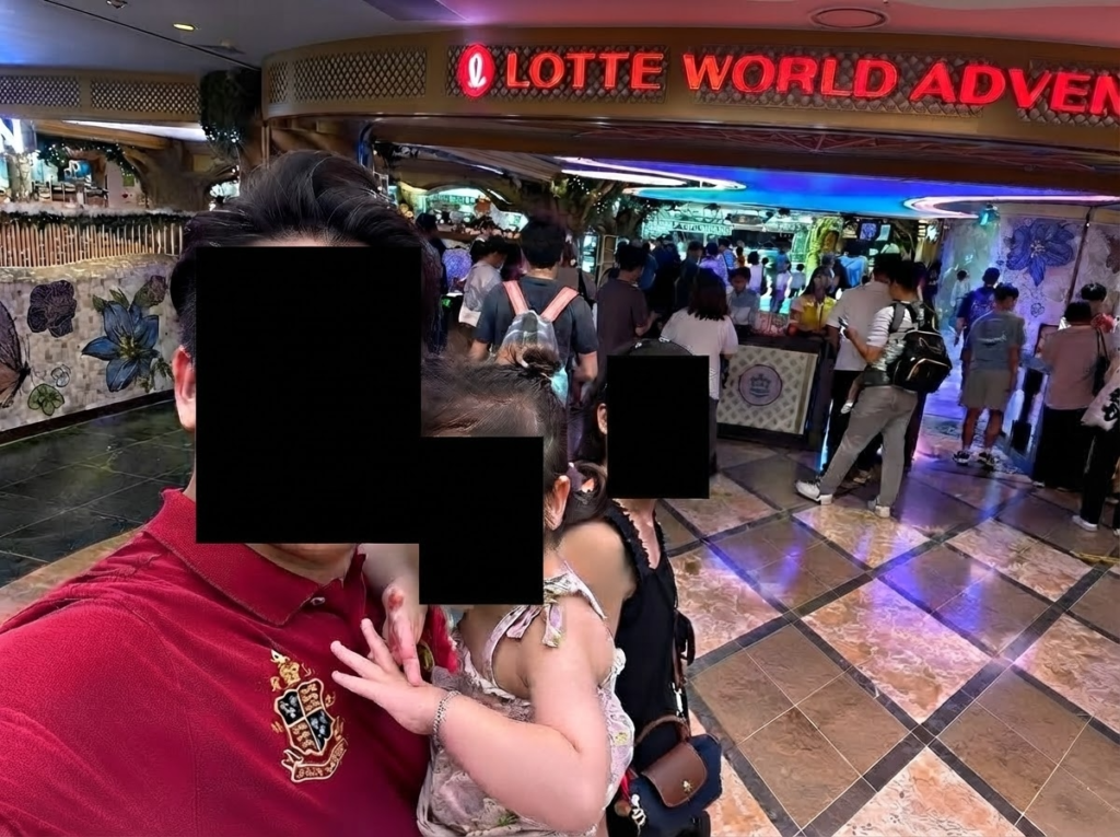 Families waiting to enter Lotte World Adventure indoor theme park in Seoul