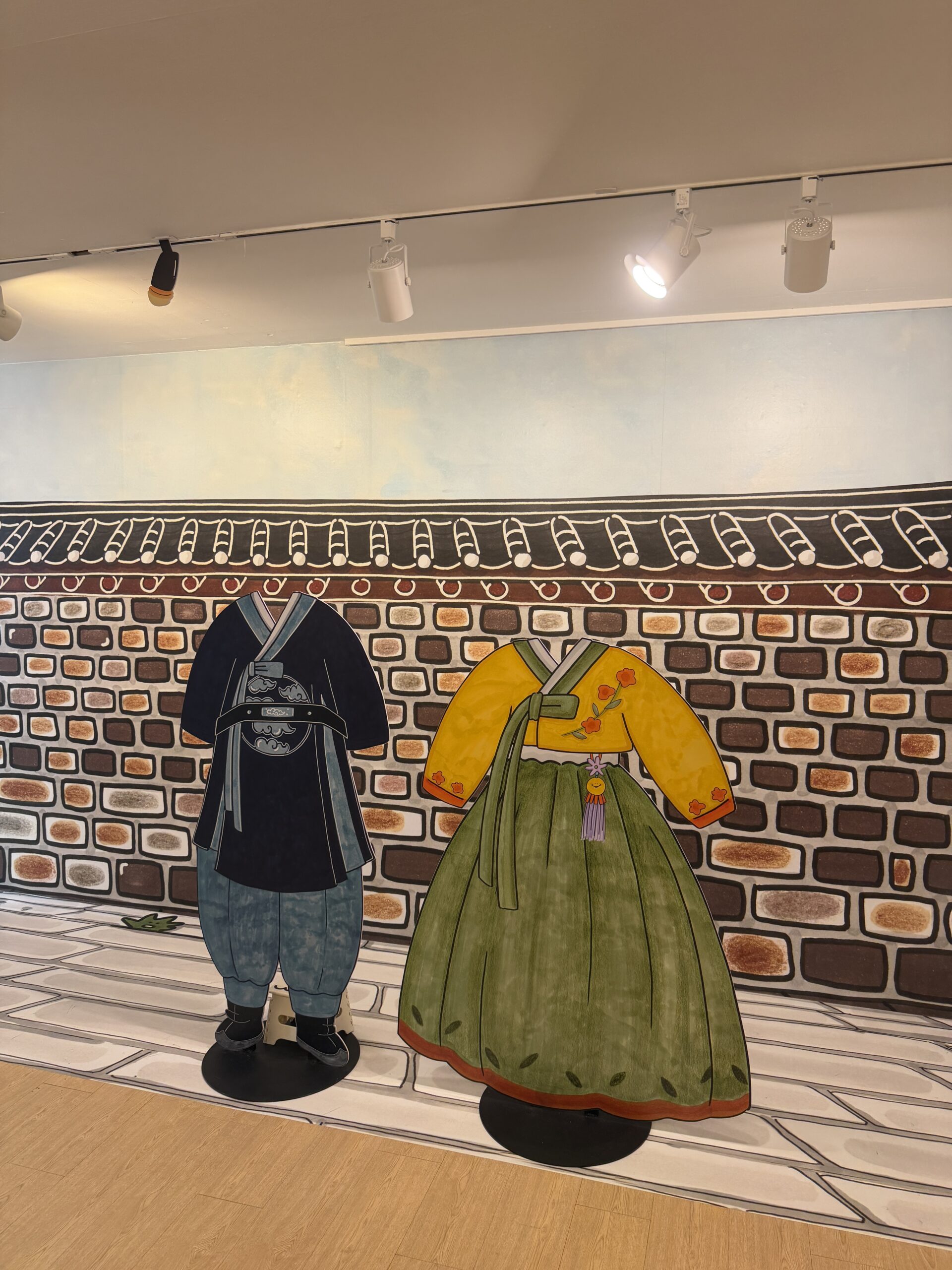 Paper cutout hanbok photo zone at the exit of the Paper Pepper exhibition, Blue Square Seoul