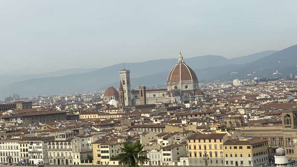 Panoramic view of Florence with the terracotta dome of the Duomo rising above the city