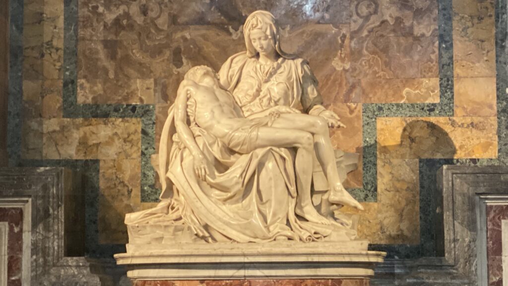 Michelangelo's Pietà sculpture inside St. Peter's Basilica, Vatican